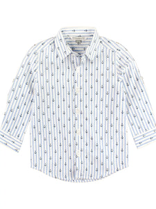 RuggedButts- Long Sleeve Button Down Shirt- Anchors Ahoy Stripe  (2T-5)