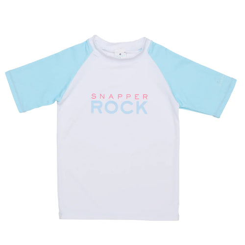 Snapper Rock- S/S Sustainable Rash Top(Light Blue, 7-16)