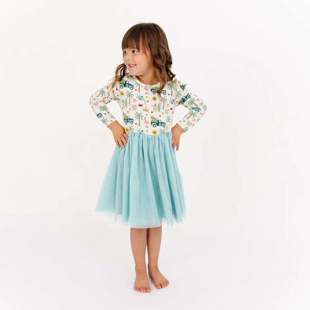 Emerson and Friends- Coastal Christmas Tulle Twirl Dess- Beige/Multi (6m-9)