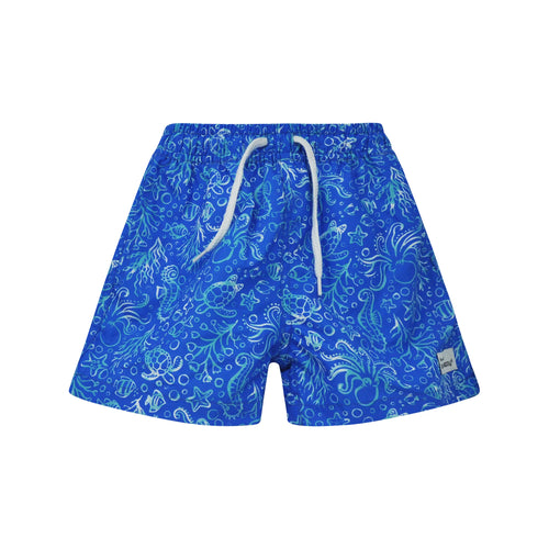 Flap Happy- UPF 50+ Wesley Swim Trunks w/ Mesh Liner- Calypso Sea (6m-7)