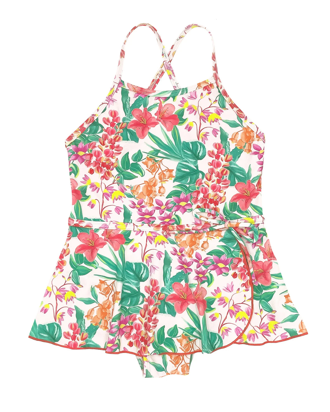 Feather 4 Arrow- Bella One-Piece Swimsuit (White Floral, 2-6)