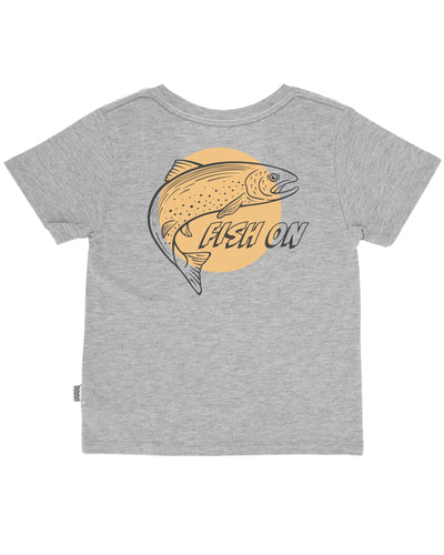 Feather 4 Arrow- Fish On Vintage Tee (Heather Grey , 2Y-14Y)