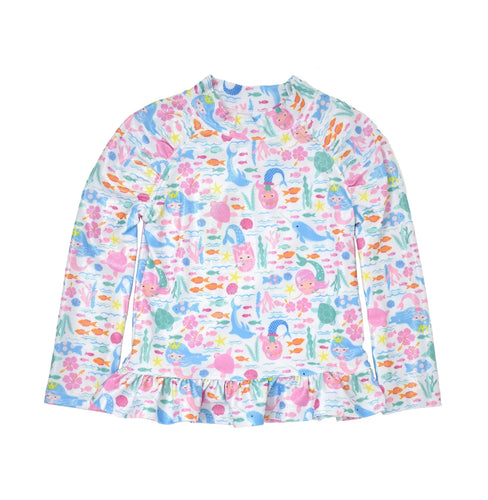 Flap Happy- UPF50 Ruffle Rashguard with Azalea Pink bottoms (Fantasea, 2-8y)