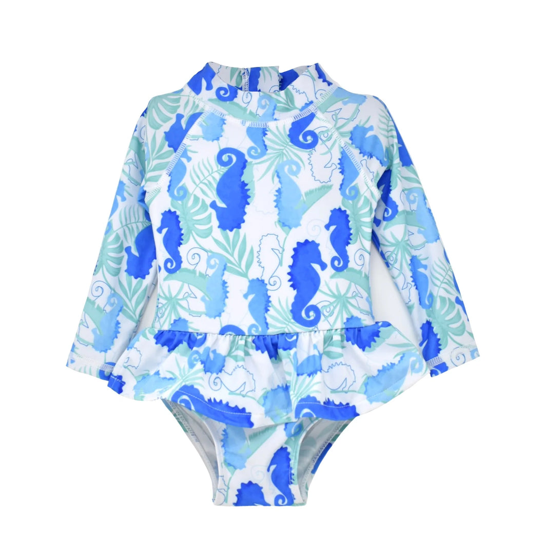 Flap Happy- Ruffle Swimsuit (Seahorse Reef, 3m-24m)