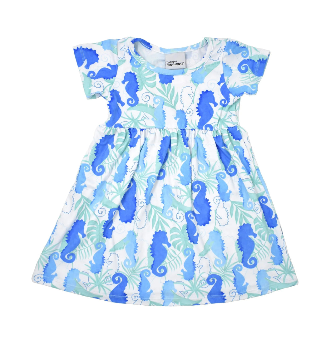 Flap Happy- Short Sleeve Dress (Seahorse Reef, 12m-8y)
