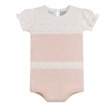 Load image into Gallery viewer, Feltman Bros - Baby Girls Pointelle Contrast Knit Romper - Ivory / Blush