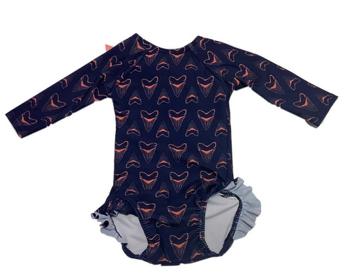 Tiderwater Tots- Long Sleeve Bow Back (Shark Bite)