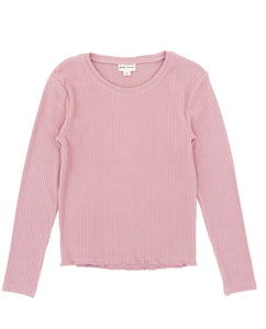 Feather 4 Arrow- Blake L/S Rib Top Desert Rose, 3T-6