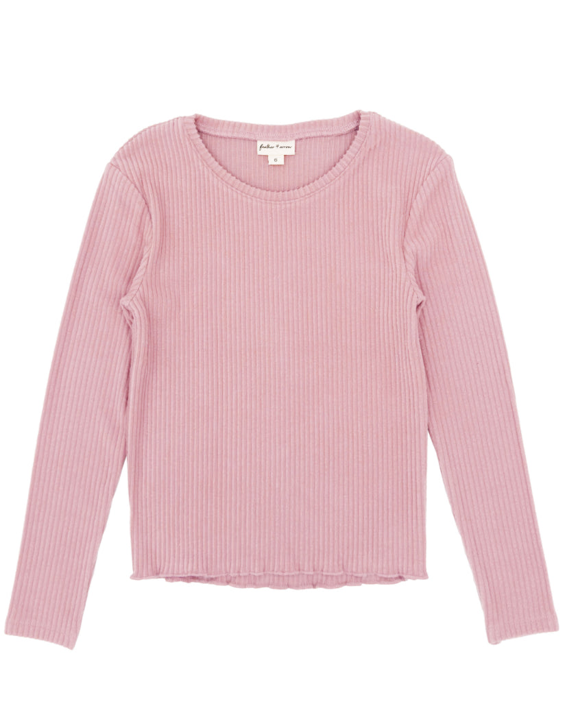 Feather 4 Arrow- Blake L/S Rib Top Desert Rose, 3T-6