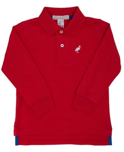 Beaufort Bonnet - Prim and Proper Long Sleeve Polo (Richmond Red / Worth Avenue White, 2-10)