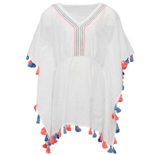 Load image into Gallery viewer, Snapper Rock- White Sherbet Tassel Cover-Up