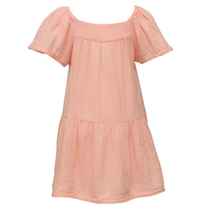 Snapper Rock- Peach Flutter Sleeve Dress (Peach, 8-14)