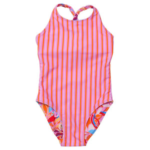 Snapper Rock-  Blooming Sunset Sustainable "X-Back" Swimsuit (6-16)