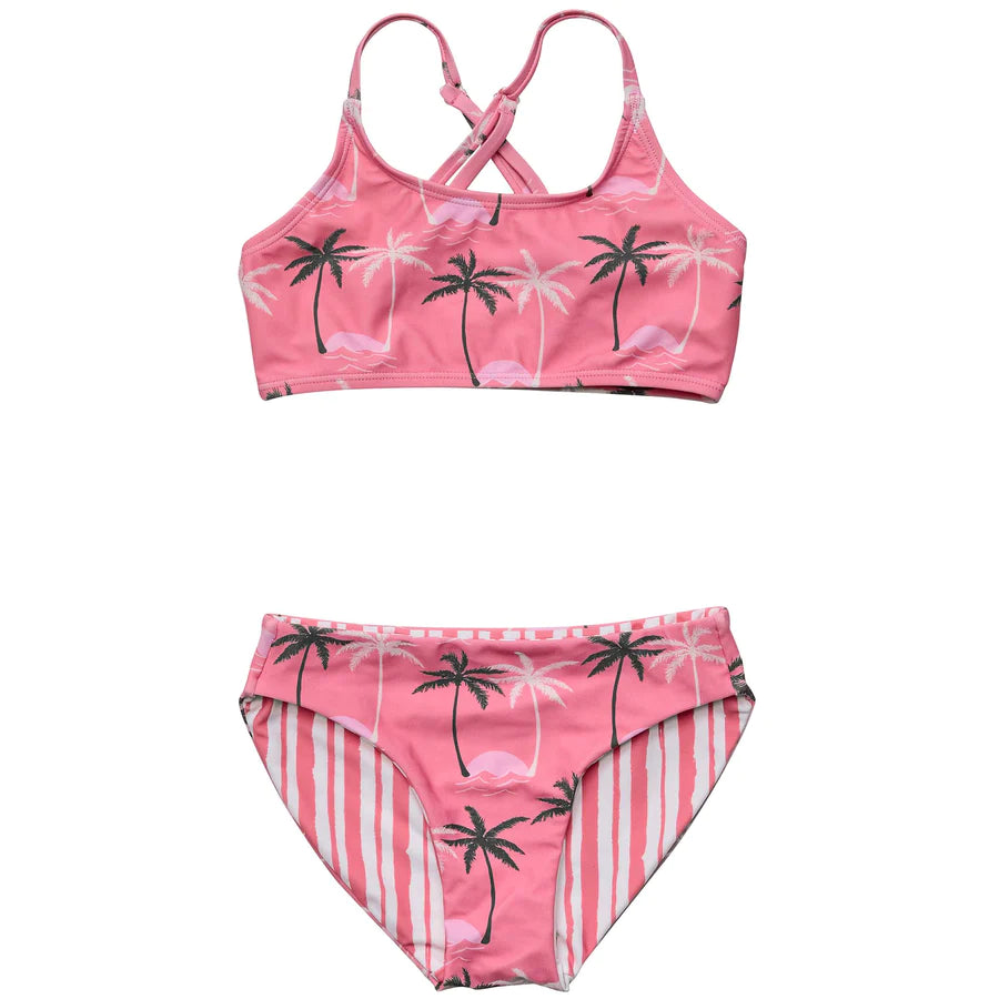 Snapper Rock- Palm Paradise Sustainable Swim Suit (Pink 8-14)