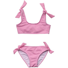 Load image into Gallery viewer, Snapper Rock- Frill Stripe Swimsuit (Raspberry, 2-16)