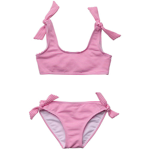 Snapper Rock- Frill Stripe Swimsuit (Raspberry, 2-16)