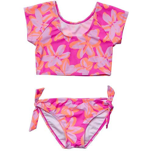 Snapper Rock- Sustainable Crop Top Swimsuit (Hibiscus Hype, 6-16)