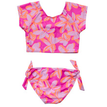 Load image into Gallery viewer, Snapper Rock- Sustainable Crop Top Swimsuit (Hibiscus Hype, 6-16)