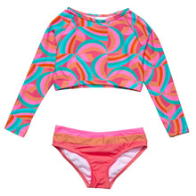 Load image into Gallery viewer, Snapper Rock- Sustainable Crop Top Swimsuit (Geo Melon, 8-16)