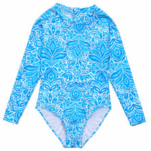 Load image into Gallery viewer, Snapper Rock-LS Surf Suit (Santorini Blue, 2-16)