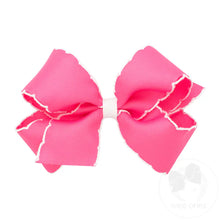 Load image into Gallery viewer, Wee Ones- Medium Moonstitch Grosgrain Hair Bow with Contrasting Wrap