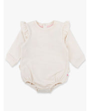 Load image into Gallery viewer, RuffleButts - Ivory Sweatshirt Bubble Romper