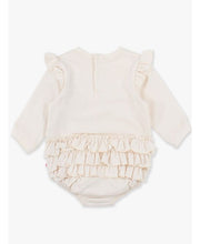 Load image into Gallery viewer, RuffleButts - Ivory Sweatshirt Bubble Romper