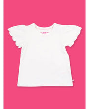 Load image into Gallery viewer, RuffleButts- Girls White Scallop Tee