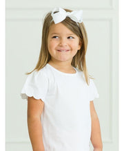 Load image into Gallery viewer, RuffleButts- Girls White Scallop Tee