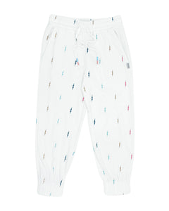 Feather 4 Arrow- Bright Bolts Hacci Jogger (Dusty White, 12m-6y)