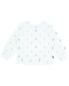 Feather 4 Arrow- Bright Bolts Hacci Pullover (Dusty White, 12m-6y)