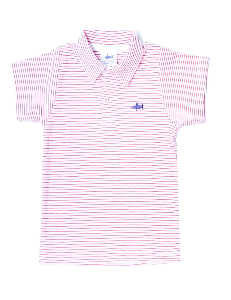 Saltwater Boys- SBC Signature Stripe Polo- Pink