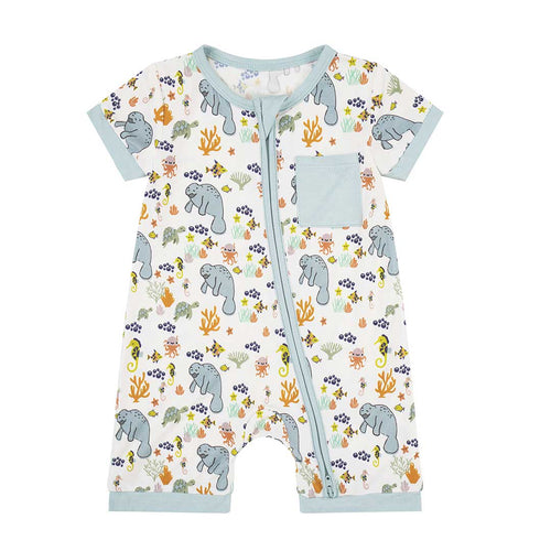Emerson and Friends Manatee Bamboo Shortie Romper
