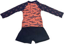 Load image into Gallery viewer, Tiderwater Tots- Sun Shirt and Swim Shirt Set (Shark Bite)