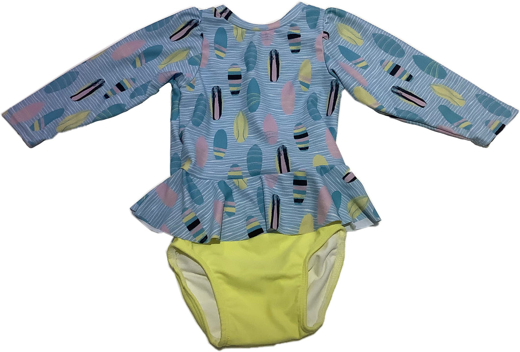 Tiderwater Tots- Skirted Sun Shirt and Bottom Set (Surfs Up)