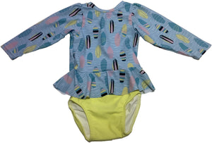 Tiderwater Tots- Skirted Sun Shirt and Bottom (Surfs Up)