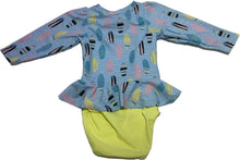 Load image into Gallery viewer, Tiderwater Tots- Skirted Sun Shirt and Bottom Set (Surfs Up)