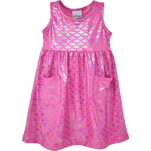 Flap Happy Dahlia Sleeveless Tee Dress Shiny Pink Scales (2T-6)