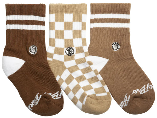Binky Bro- 3pk Checks Socks (Brownie, 0-4m)
