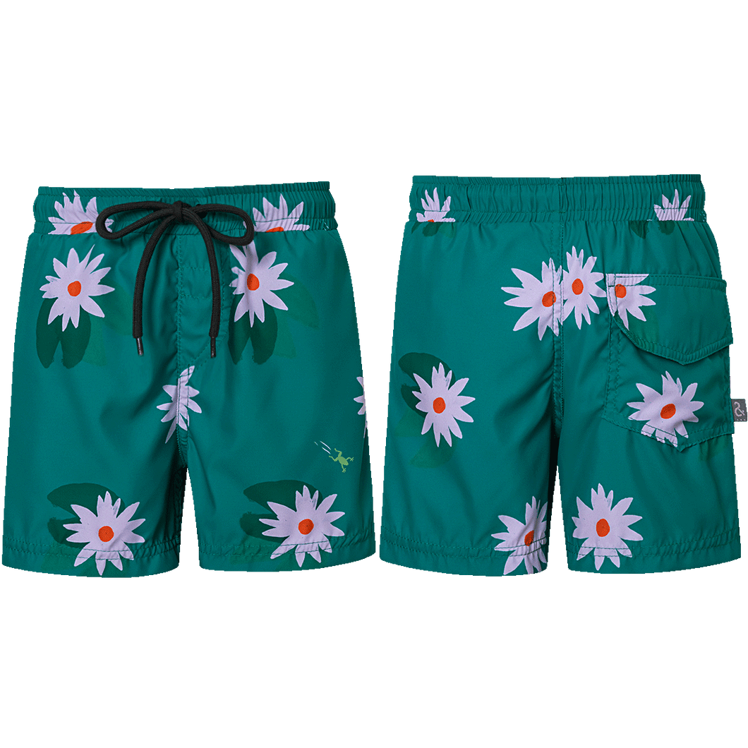 Pepita & Me- Floral Boardshorts (Turquoise, 2-6)
