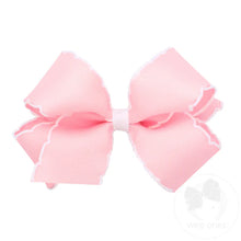 Load image into Gallery viewer, Wee Ones- Medium Moonstitch Grosgrain Hair Bow with Contrasting Wrap