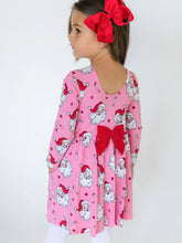 Load image into Gallery viewer, Rufflebutts- Girls Pink Santa Joy Knit Long Sleeve Twirl Dress (2T-8)