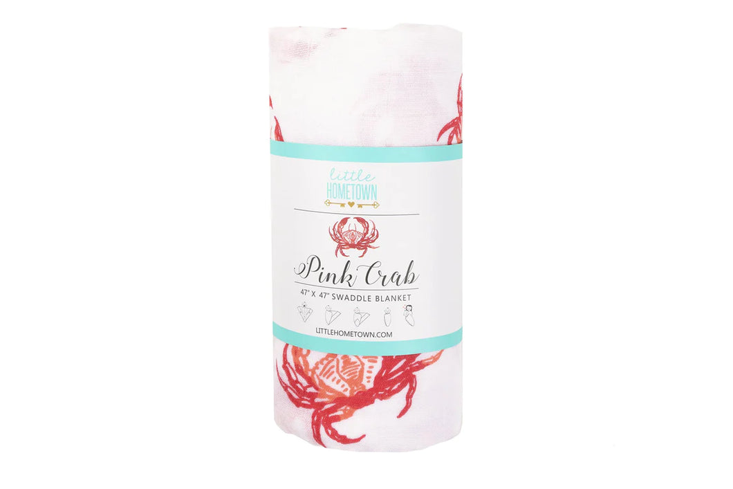 Little Hometown- Baby Swaddle (Pink Crab)