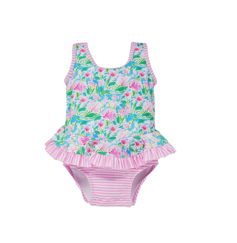 Flap Happy- UPF50 Stella Swimsuit (Lotus & Lillies, 3m-24m)