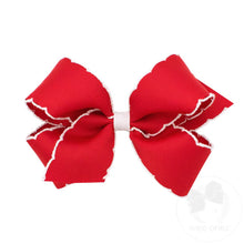 Load image into Gallery viewer, Wee Ones- Medium Moonstitch Grosgrain Hair Bow with Contrasting Wrap