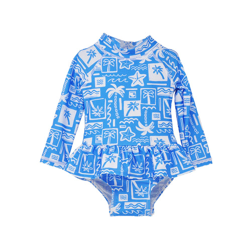 Flap Happy- UPF50 Alissa Infant Rash Swimsuit (Seaside Palms, 3m-24m)