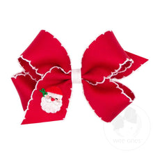 Load image into Gallery viewer, Wee Ones- Medium Moonstitch Grosgrain Hair Bow with Contrasting Wrap