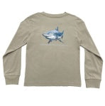 Load image into Gallery viewer, Saltwater Boys- LS Great White Shark Graphic Tee- Taupe (2-12)