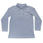 Saltwater Boys- Inshore Performance Stripe L/S Polo- Navy Stripe (2-16)