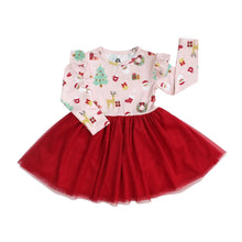 Load image into Gallery viewer, Emerson and Friends- Sugar Plum Bamboo Tulle Dress: Red/Multi (18m-7)